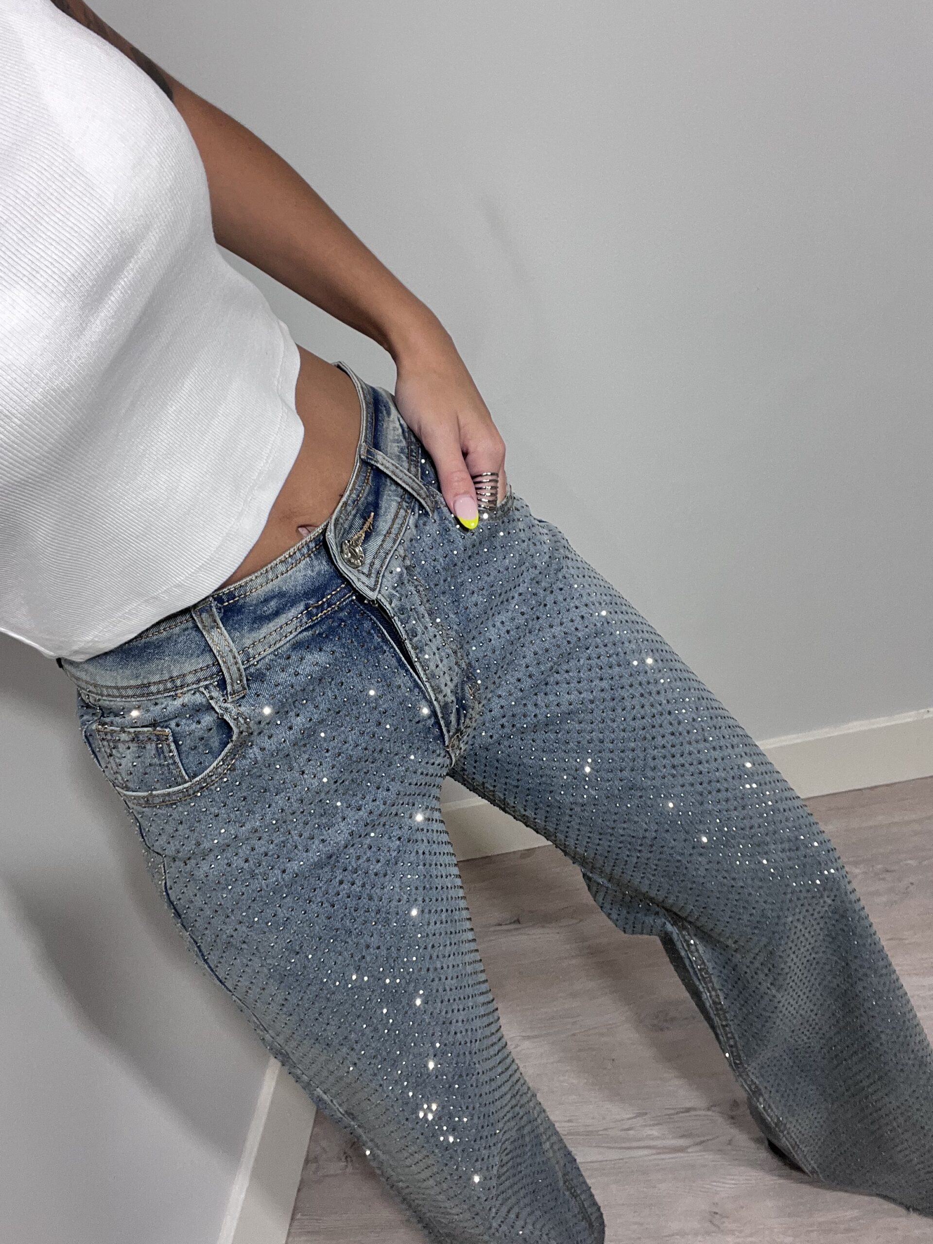 Jeans crystal strass